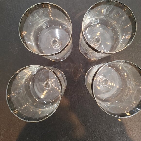 Vintage MCM Dorothy Thorpe Allegro Silver Wide Band Wine Water Goblet Glasses - Picture 3 of 8